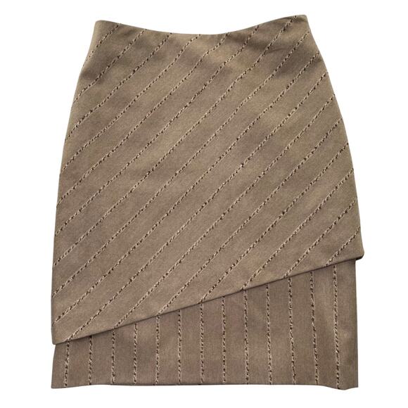Zanella Skirt Womens 8 Tan Camel Wool Cashmere Pencil Tiered Made in Italy